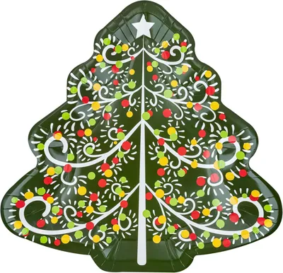 Produktbild von Weihnachten Pappteller Set 30cm Weihnachtsbaumform 20er-Set Papierteller Weihnachtsbäumen Partygeschirr Weihnachtsteller
