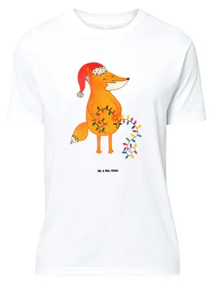 Produktbild von Mr. & Mrs. Panda T-Shirt Fuchs Weihnachten - Weiß - Geschenk, Heiligabend, Oversize, Weihnachtsmann, Shirt, Tshirt, Weihnachtszeit, Winter, Nikolaus, Lustiges