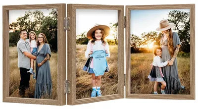 Productafbeelding van Omgoods - Houten Fotolijst voor 3 Foto's 10x15cm Vouwbaar