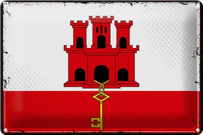 Produktbild von Blechschild Flagge Gibraltar 30x20cm Retro Flag Gibraltar
