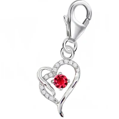 Herz Charm Anhänger mit strahlendem Rubin Zirkonia I Echtschmuck

