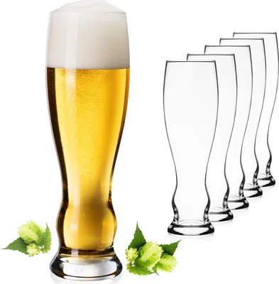 Produktbild von PLATINUX Hohe Biergläser 500ml (max. 600ml) Set 6-Teilig Weizengläser aus Glas 0,5L Bierpokale Spülmaschinenfest