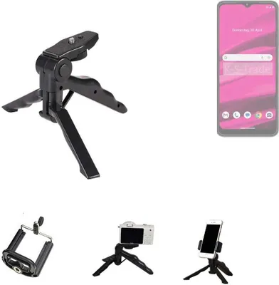 Produktbild von K-S-Trade Stativ Tisch-Ständer Dreibein Handy-Stativ Ständer kompatibel mit Telekom T Phone 2023 Mini-Stativ Smartphone Tripod Handy-Stativ aus