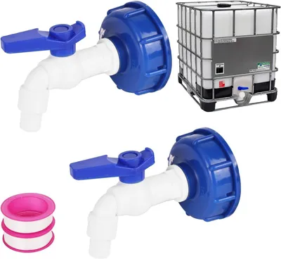 Imagen del producto de Grifo de desagüe para contenedores IBC, de 3/4 de pulgada y 1/2 de pulgada, 2 unidades