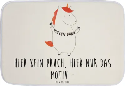 Produktbild von Mr. & Mrs. Panda Badteppich Einhorn Dankeschön - Weiß - Geschenk, Badläufer, Unicorn, Einhörner, Badezimmerteppich, Danksagung, Badvorleger, Badematte, Duschvorleger