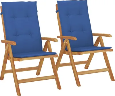 Obrázek produktu pro Skládací židle s polštářem, 2 kusy, masivní teakové dřevo (vidaXL)