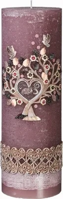 Produktbild von Rustic Hochzeitskerze in Altrosa mit Namensverzierung und Geschenkkarton 30 x 10 cm, Original handverzierte Kopschitz Brautkerze Kerze in bester Brennqualität