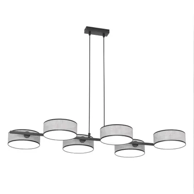 Obrázok produktu pre Závesná lampa DRUMZ čierno-sivá 6xE14x15W, látka, rozmery: 120x100x46 cm, IP20, Emibig
