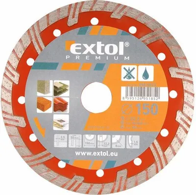 Zdjęcie produktu dla Diamentowa tarcza tnąca turbo plus, 180x22,2 mm, do cięcia na sucho i mokro EXTOL-PREMIUM