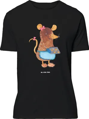 Produktbild von Mr. & Mrs. Panda Größe XL T-Shirt Maus Kekse - Schwarz - Geschenk, Plätzchen, Chaosqueen, mit Spruch, Weihnachten, Tshirt, Shirt, Winter