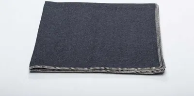 A folded gray blanket is shown on a white background.