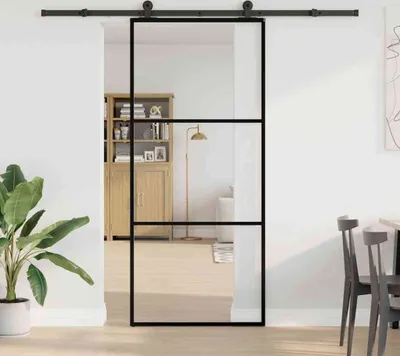 Immagine prodotto di Porta Scorrevole con Ferramenta 90x205cm Vetro ESG Alluminio