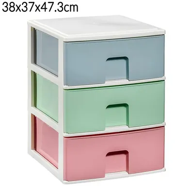 Image de Boîte de rangement - 3 unités - Empilable - Plastique PP - 38 × 37 × 47,3 cm - Multicolore - Lot de 4