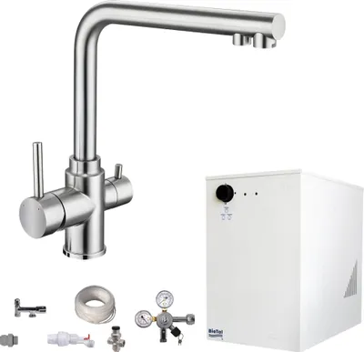 Produktbild von Tafelwassergerät Sprudelwasser BieTal® BT-30U Kühlung & 3-Wege L Hahn Edelstahl