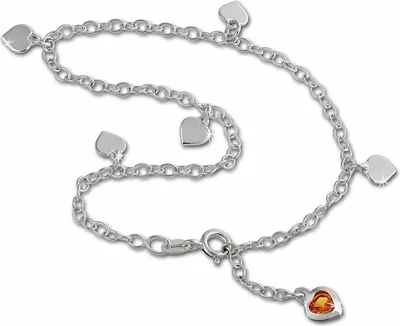 Image de SilberDream Chaîne de cheville pour femme 25cm 925 argent véritable scintillant cœur zirconia SDF2015Y