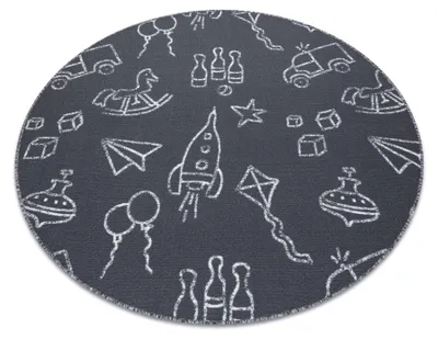 Produktbild von Teppich für Kinder TOYS Kreis Spielzeuge, Spiel -  grau Grau rund 100 cm