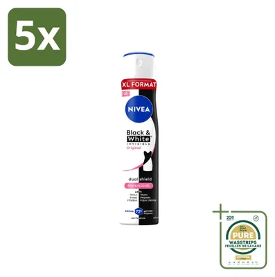 Obrázek produktu pro 5 kusů NIVEA Deospray Invisible Black & White Original - 250 ml - zásobení - balení 5 kusů