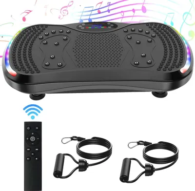 Obrázek produktu pro Vibrační podložka – cvičební přístroj – reproduktor s Bluetooth – cvičení celého těla – uvolnění a formování svalů – cvičení boků – ruční ovládání a dálkové ovládání – černá