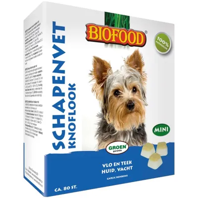 Produktbild von Biofood Hundesnack Schafsfett Mini Knoblauch 80 Stück