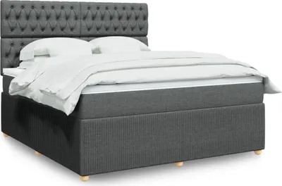 Produktbild von vidaXL Boxspringbett mit Matratze Dunkelgrau 180x200 cm Stoff