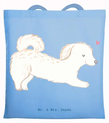 Produktbild von Mr. & Mrs. Panda Tote Bag Maltipoo Moment - Sky Blue - Geschenk, dokumententasche, Tasche, Laptoptasche, Mischling, Kreuzung, Stoffbeutel, Schultasche