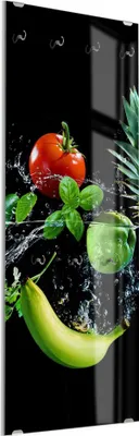 Produktbild von DEQORI Kleiderhaken aus Glas 50x125 cm 'Sauberes Obst und Gemüse' Wand Garderobe Haken