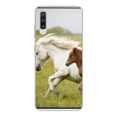 Produktbild von MuchoWow® Handyhülle Schutzhülle Hülle für Samsung Galaxy A70 Pferde - Tiere - Gras Silikon Softcase Handy Hülle - Schutzhaube