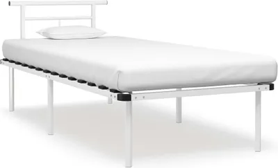 Image de Cadre de lit sans matelas blanc métal 90x200 cm