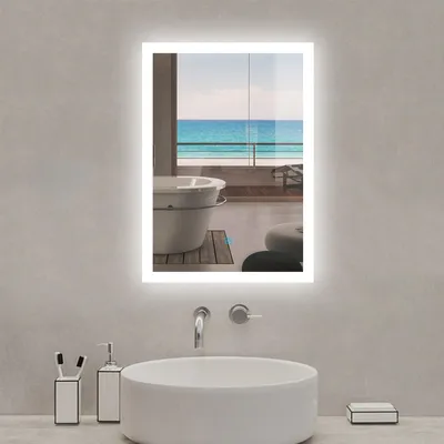 Image de 70x50cm Miroir Salle de Bain LED, Anti-buée + Dimmable + Fonction Mémoire + Lumière blanche froide 6000k