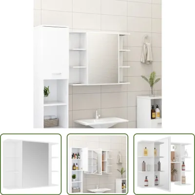Produktbild von The Living Store Bad-Spiegelschrank Weiß 80x20,5x64 cm Holzwerkstoff