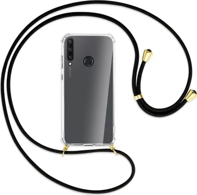 Produktbild von Handykette Backcover-Schutzhülle mit Band (Metall goldfarben) für Huawei Y6p - schwarz