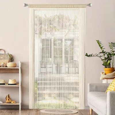 Obrázok produktu pre Ibenzoa® Elegantná sieťka na okná, 90 x 245 cm, béžová – ochrana proti hmyzu a predelenie priestoru pre dvere, okná a skrine