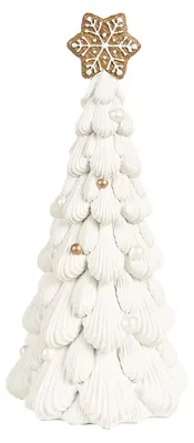 Image de Clayre & Eef Décoration de Noël Sapin de Noël Ø 13x26 cm Blanc Polyrésine