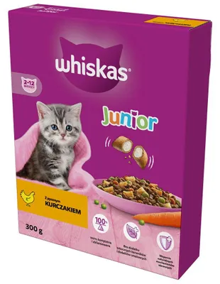Produktbild von Whiskas Junior 300g Trockenfutter Vollnahrung für Kätzchen mit Hähnchen