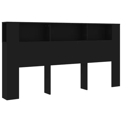 Image de vidaXL Tête de lit avec étagères noir 200x18,5x104,5 cm