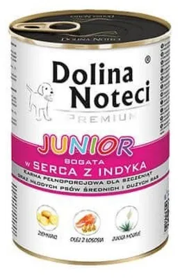 Produktbild von DOLINA NOTECI Premium Junior reich an Putenherzen - Nassfutter für Welpen mittlerer und großer Rassen - 400g