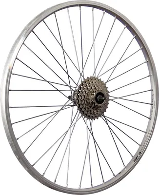 Produktbild von 26 Zoll Hinterrrad Aluminium Hohlkammer mit 8 fach Shimano Zahnkranz V-Brake silber