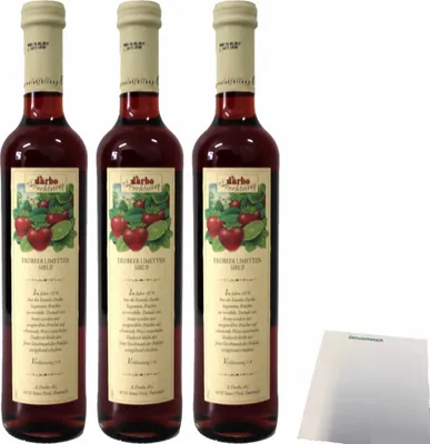 Produktbild von Darbo Fruchtsirup Erdebeer und Limette 3er Pack (3x0,5l Flasche) + usy Block