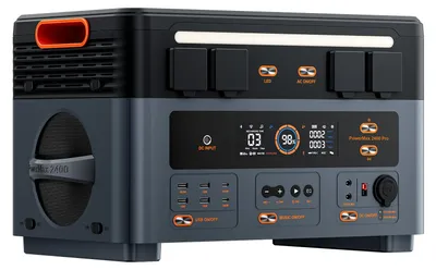 Immagine prodotto di Centralina portatile - PowerMax 2400Pro - 2016 Wh - Batteria LiFePO4 - 2400 W - Prese da 220 V (standard europeo) - Gruppo di continuità (UPS) - Ideale per la casa, il camper e il campeggio