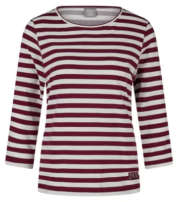 Produktbild von Rabe T-Shirt Dunkelrot Größe 44 3/4-Arm Rundhalsausschnitt Ringeloptik tailliert elastisch