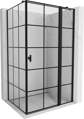 Image de Mexen Mist T cabine de douche à charnière à droite 105 x 100 cm, grille noire, noire - 8A4T-105-100-70-77-P