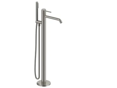 Produktbild von SANYCCES LOOP Einhand-Stand-Badewannenbatterie mit Handbrause und Brauseschlauch, Nickel gebürstet