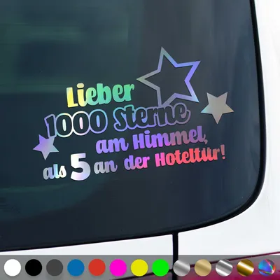 Produktbild von PantherPixel 1000 Sterne Aufkleber am Himmel Reisen Urlaub Camping Sticker Auto Geschenkidee Farbe Oilslick-Hologramm