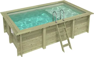 Produktbild von Pool AQUA 4.65 x 2.85 - H.1.24 m mit Liegefläche, sandfarben, mit Stahlprofilen zum Einbetonieren