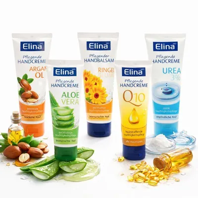 Produktbild von Elina Med Handcreme 5x75 ml Urea 3% ,Ringelblume,Aloe Vera,Argan,Q10