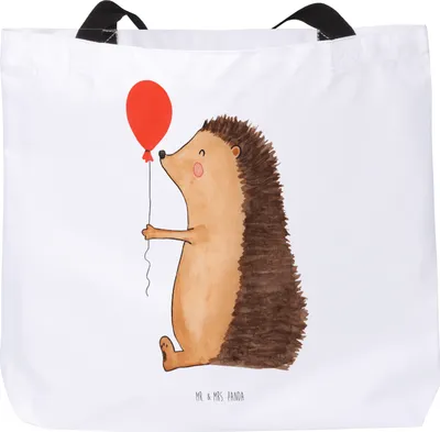 Produktbild von Mr. & Mrs. Panda Reisetasche Igel Luftballon - Weiß - Geschenk, Tote Bag, Geburtstag, Laptoptasche, Schultasche, Tragetasche, Gute Laune, Glückwunsch, Herzlichen, Tasche