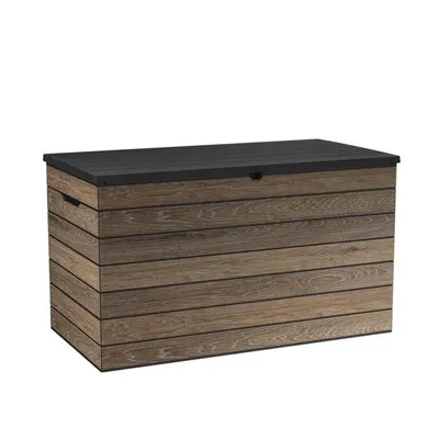 Produktbild von Keter Astoria Gartenbox 570L in Walnussoptik - 129 x 67,4 x 73,7cm (LxBxH)