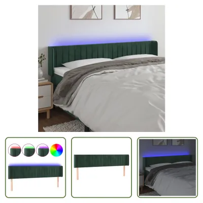 Produktbild von The Living Store LED Kopfteil Dunkelgrün 203x16x78/88 cm Samt