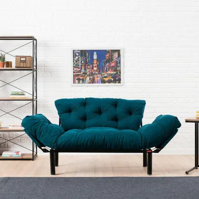 Immagine prodotto di Guchol - Divano Letto 2 Posti, 155x70 cm Azzurro, Contenitore