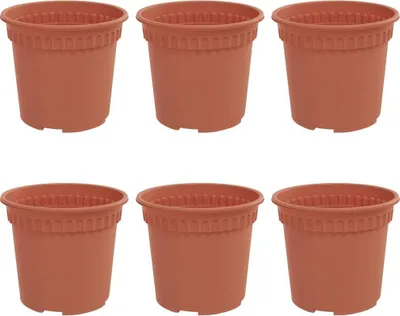 Obrázek produktu pro Kulatý květináč 6 pcs Cihlově červená Ø 15 x 12 cm Plast